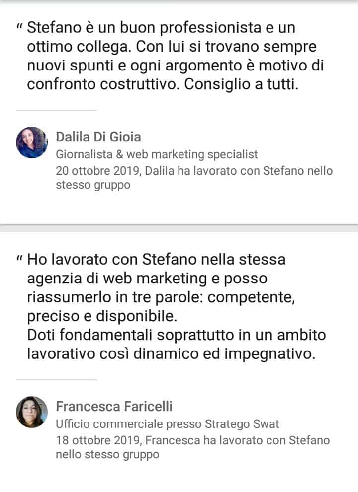 Segnalazioni-positive-LinkedIn-Stefano-Diversi-SEM-Specialist-Dalila-Francesca