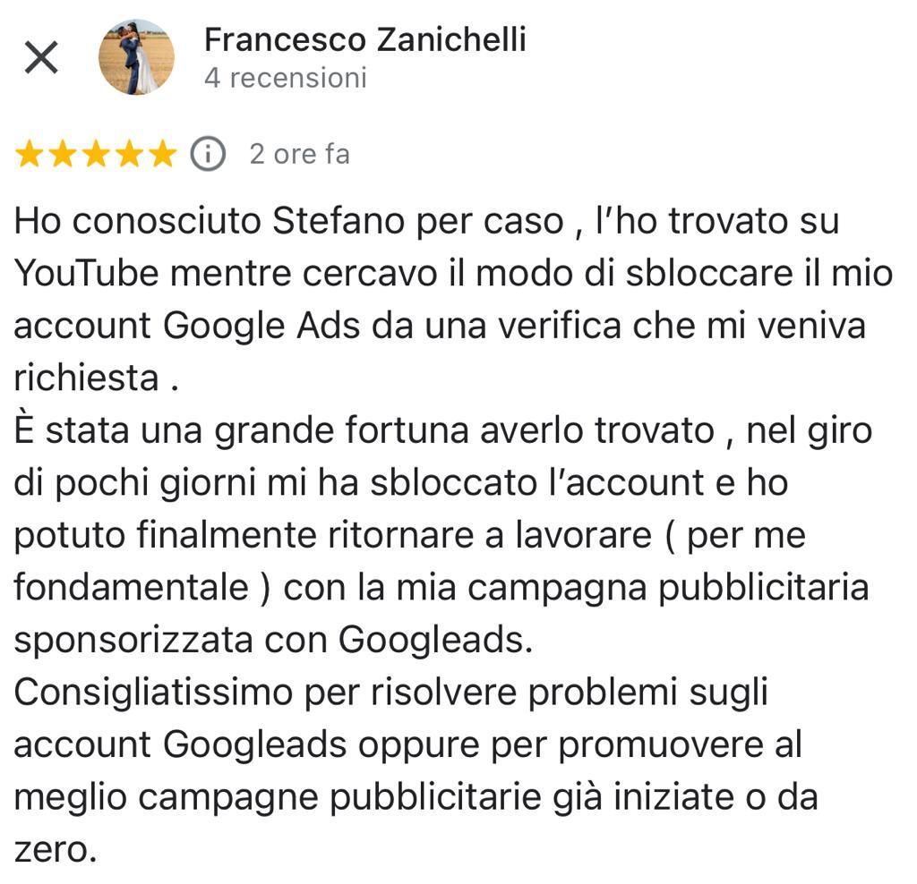 recensione-google-ads-a-stefano-diversi-da-francesco-zanichelli