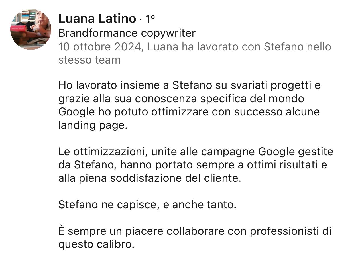 Luana Latino Copywriter Recensioni Opinioni Testimonianze