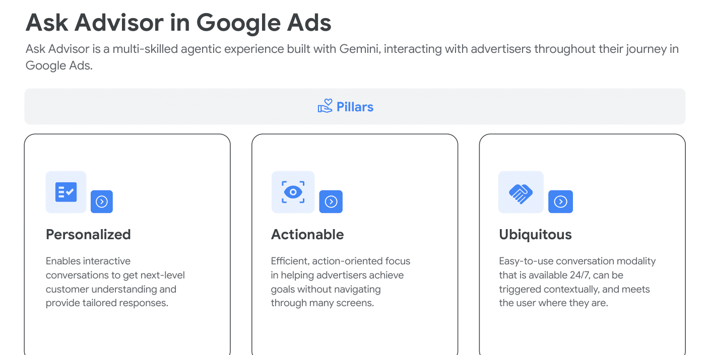 I 3 pilastri di Ask Advisor in Google Ads: Personalized, Actionable, Ubiquitous